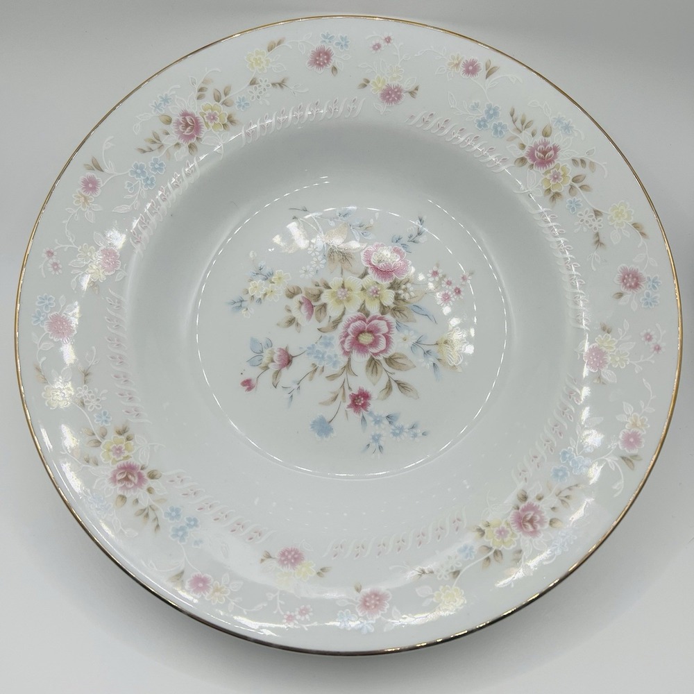 Home Styles Floral Bowl Soup Salad Fine China Gold Trim White Cottagecore